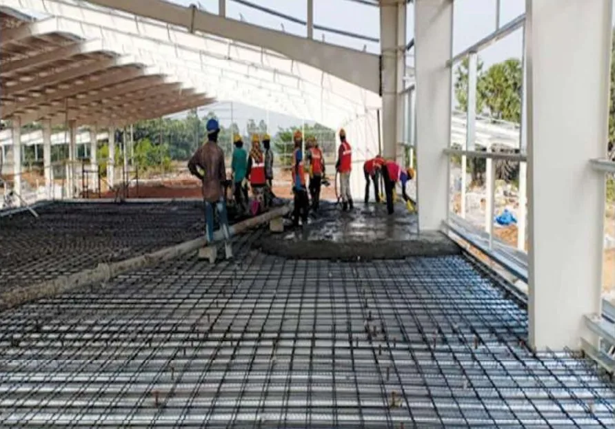 Slab concreting in progress at the Bayyavaram station building