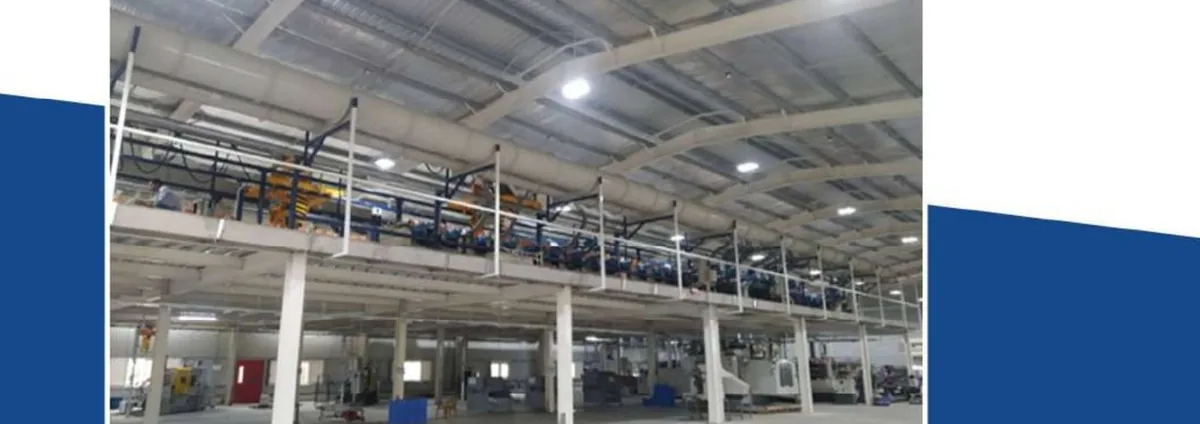 Steel mezzanine floor fabricated inside the S&S Garments plant