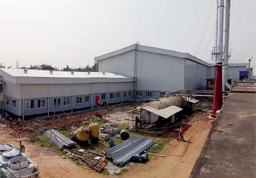 Factory buildings and RMC works at the Teejay India plant
